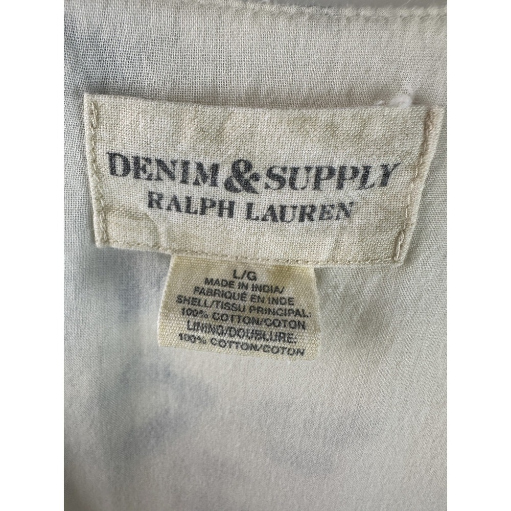 Ralph Lauren Denim & Supply Wrap Dress Blue Cream Floral Ruffle Cotton Large - Picture 11 of 15